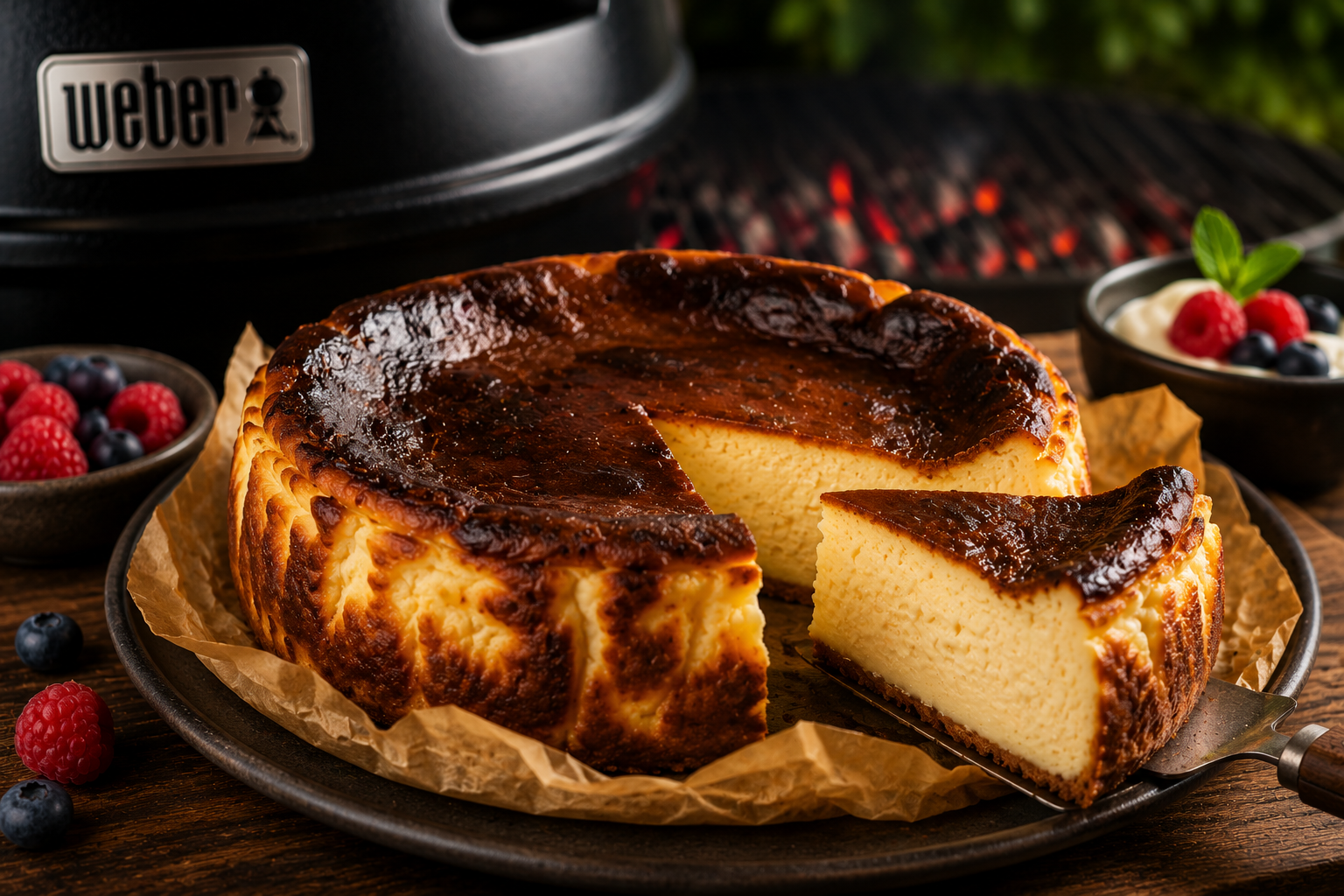 Basque Burnt Cheesecake на Weber