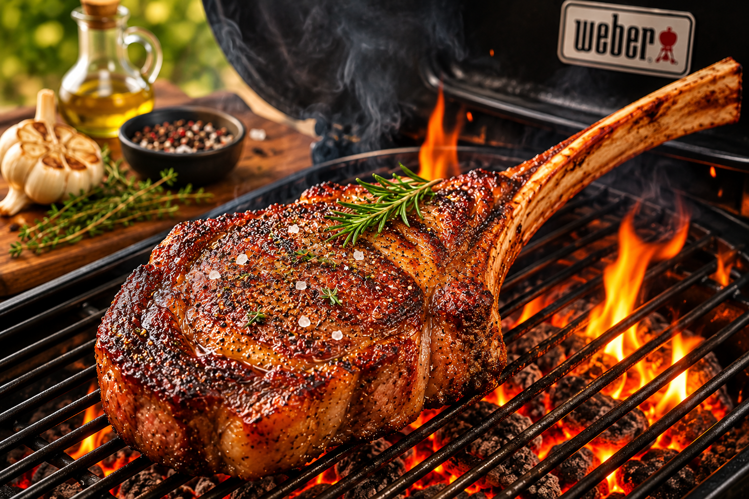 Tomahawk стек на Weber с reverse sear